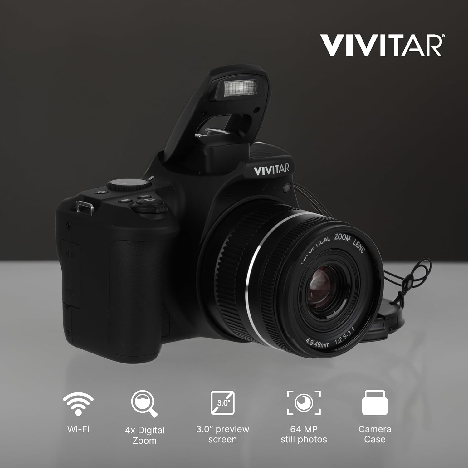 4K Digital Camera with 64 MP, 10x Optical Zoom, 3.0' LCD Display, LED Flash, Auto Focus, Macro Mode, 4K Video Recording, Memory Included, Photography and Vlog Camera