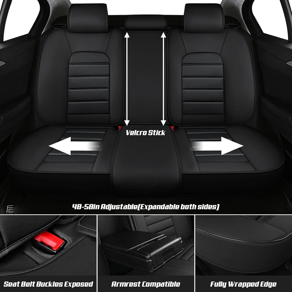 Car Seat Covers for Chevrolet Chevy Avalanche 2007-2013, Leather Auto Seat Cover Luxury Cushions Waterproof Seat Protectors (Black,Full Set with Pillow)