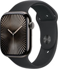 Apple Watch Series 10 [GPS + Cellular 46mm case] Smartwatch with Slate Titanium Case with Black Sport Band - S/M. Fitness Tracker, ECG App, Always-On Retina Display, Water Resistant