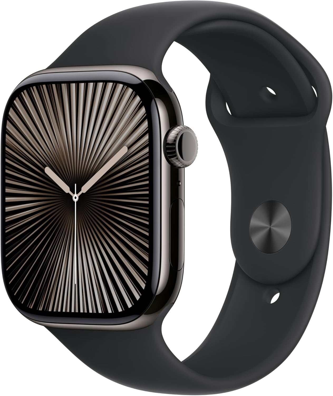 Apple Watch Series 10 [GPS + Cellular 46mm case] Smartwatch with Slate Titanium Case with Black Sport Band - S/M. Fitness Tracker, ECG App, Always-On Retina Display, Water Resistant