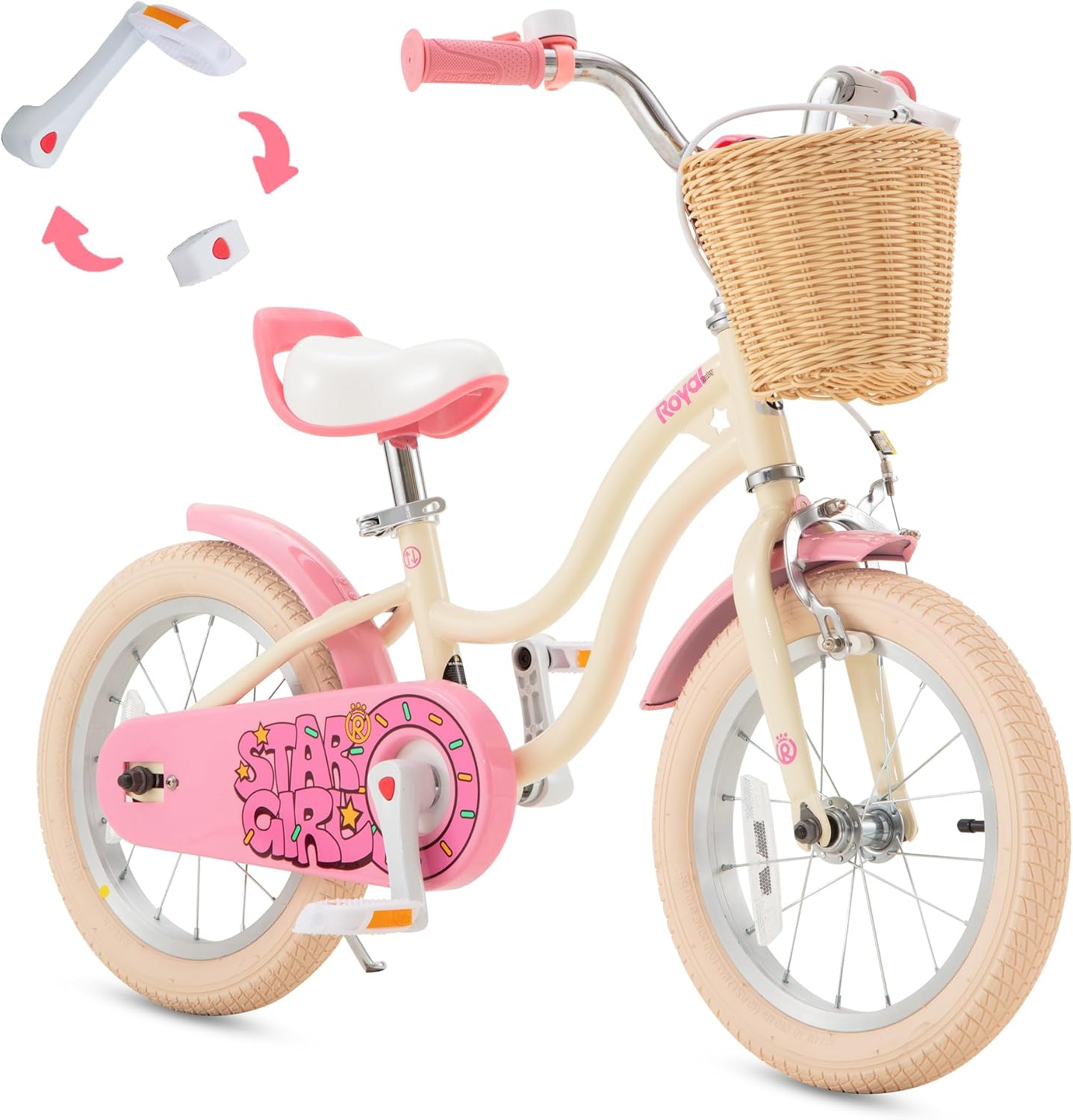 RoyalBaby Girls Bike, Stargirl EZ Kids Bike Balance and Pedal Bicycle with Basket and Dual Handbrake, 12 14 16 18 Inch Toddlers to Big Kids 3-8 Years, Multiple Colors