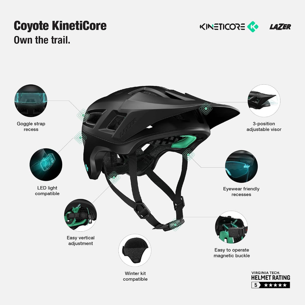 LAZER Coyote KinetiCore Bike Helmet, Bicycling Gear for Adults, Men & Women's Cycling Head Gear
