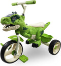 Dinosaur Kids Tricycle for Ages 3-7 Years, Kids Trike Bike Big Wheel with Rubber Wheels, Storage Basket and Music Light, Indoor Outdoor Preschool Kids Bike, Gift for Ages 3-7 Girls & Boys