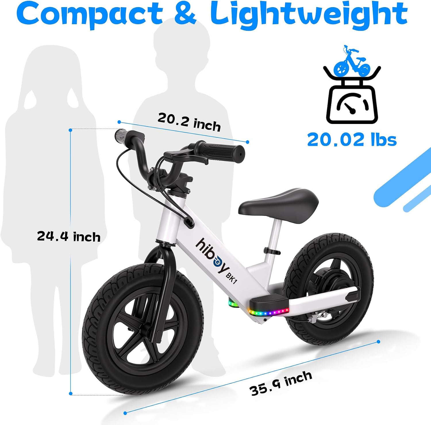 Hiboy Electric Balance Bike for Kids, 12-Inch Tires, 5.6/9 mph, Adjustable Seat, Up to 4.9 Miles, Electric Bike for Kids Ages 3–5
