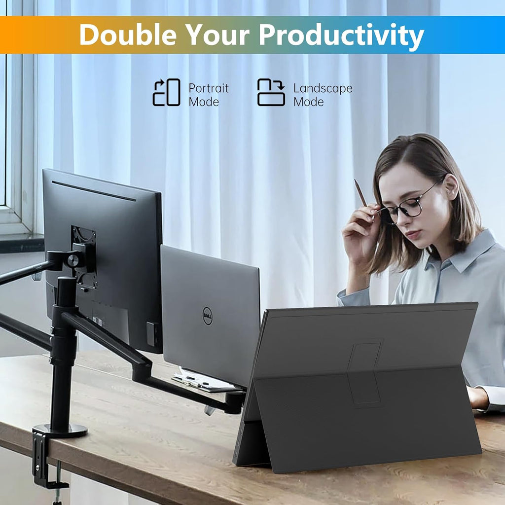 WGK Portable Monitor Narrow Edge 17.3' 1080P FHD 144Hz USB-C HDMI Gaming PC IPS HDR Screen for Travel PC Mac Phone Xbox PS5 Switch Laptop with Smart Cover and Built-in Speakers