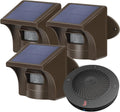 eMACROS Solar Wireless Driveway Alarm System (1/2 Mile Range, 1 Receiver & 3 Solar Sensors) - Weatherproof Outdoor Motion Detector for Farm, Long Driveway & Property Security