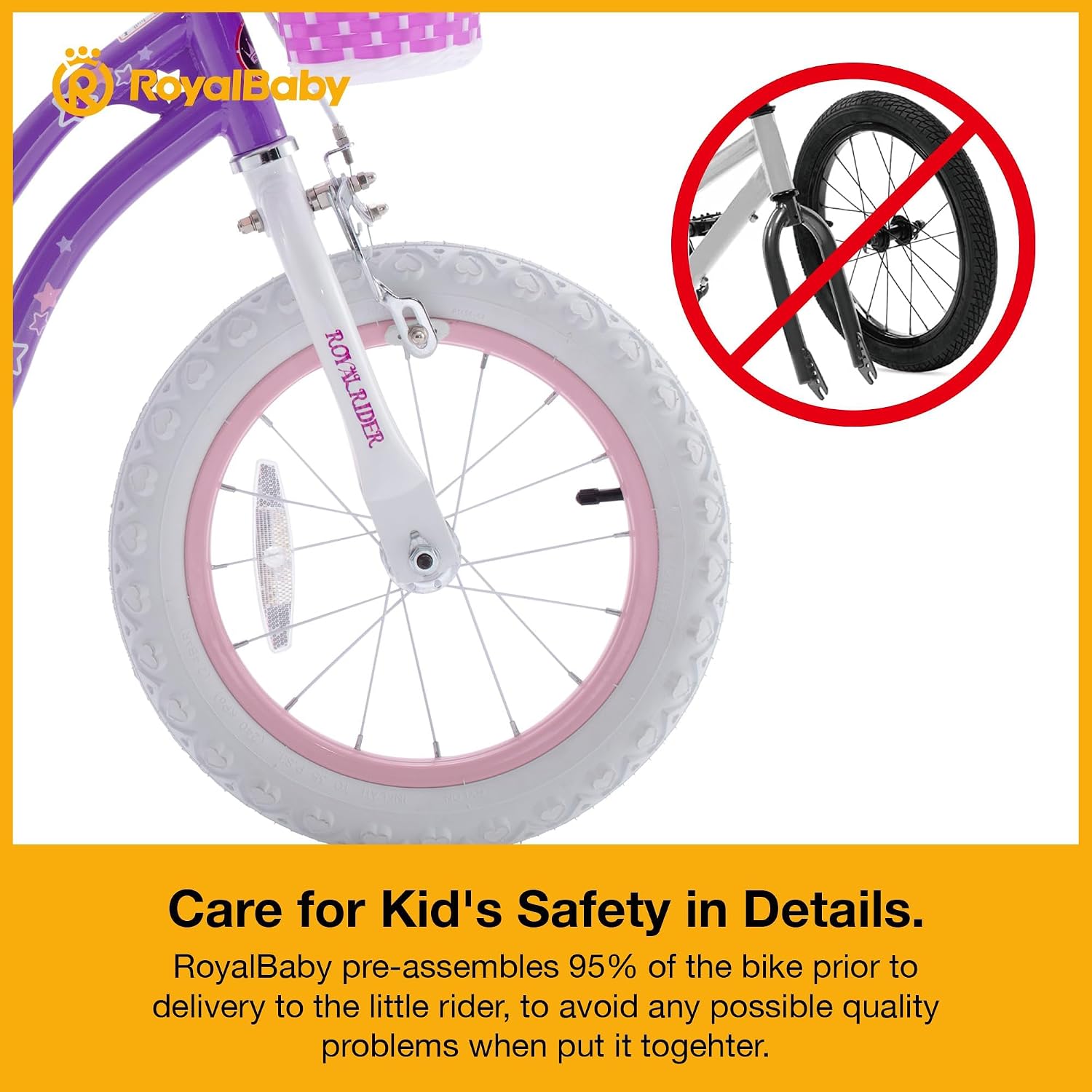 RoyalBaby Girls Bike with Training Wheels, Stargirl Kids Bicycle 14 Inch Toddlers to Big Kids 3-5 Years, Lavender