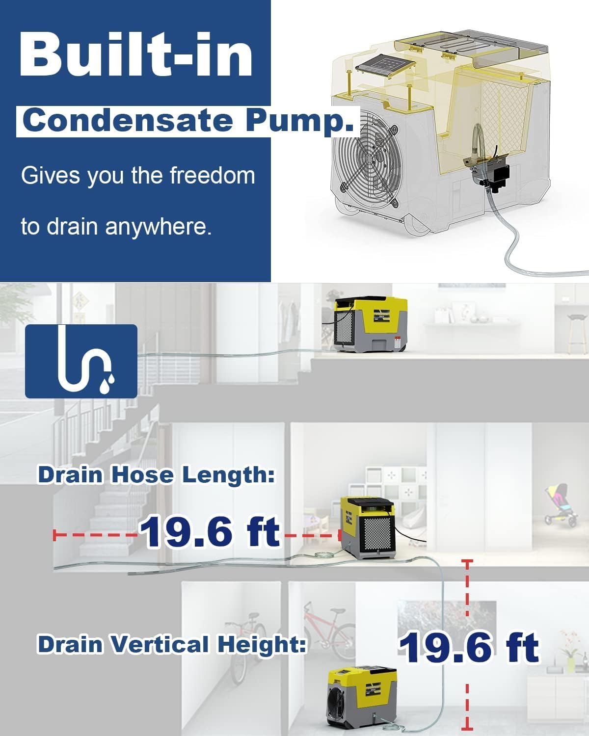 ALORAIR 180 Pints Commercial Dehumidifier with Pump Smart WiFi Control, Storm LGR 850X Industrial Dehumidifier for Water Damage Restore, Basement, Garage, Crawl Space, with 5 Years Limited Warranty