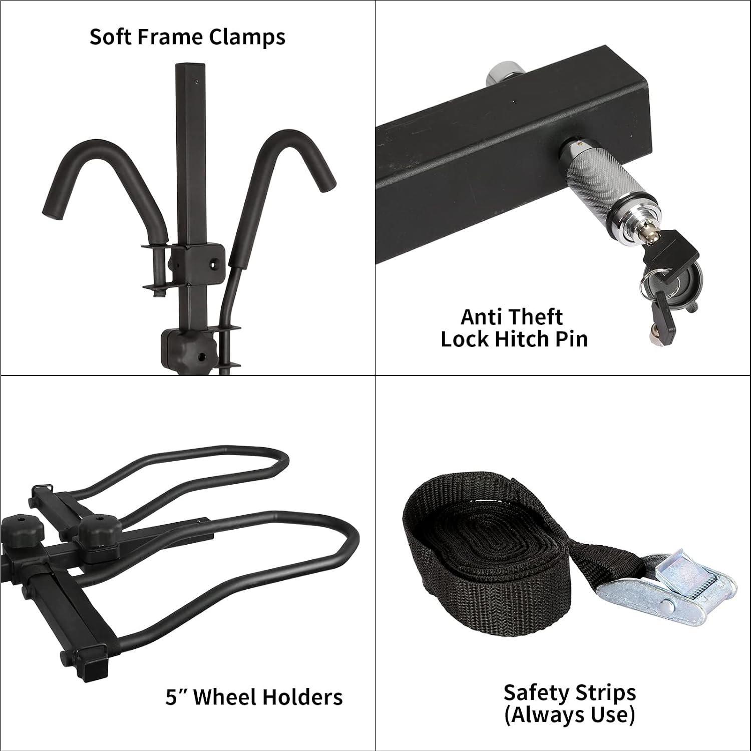 WEIZE Hitch Bike Rack, Wobble Free Smart Tilting Folding Bicycle Car Racks for Standard, Fat Tire and Electric Bike, 2-Bike 160 lbs Capacity, 2-inch Receiver