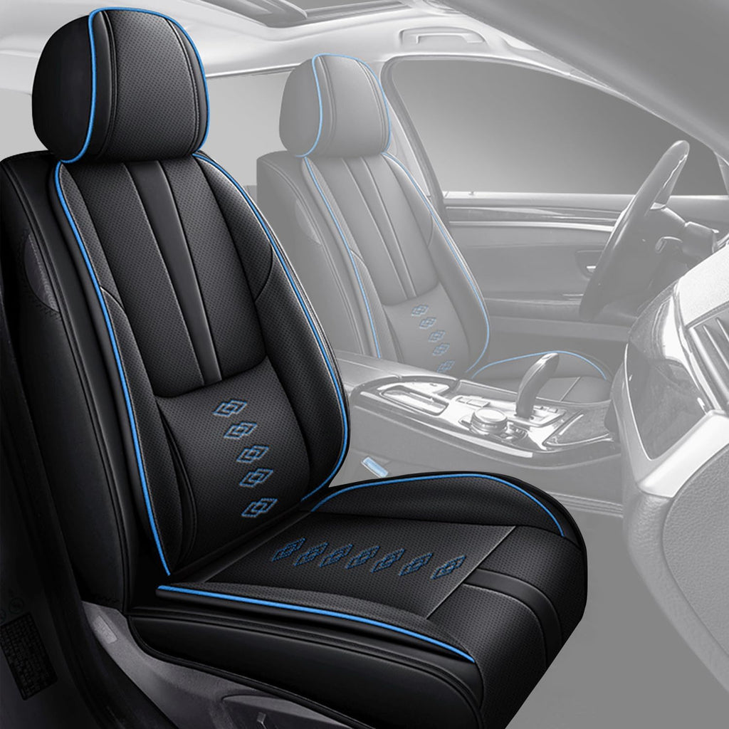 Front Set Car Seat Covers for Chevy Equinox 2005-2025 2026 Leather Seat Covers Waterproof Only Front Seats Car Seat Protectors Breathable Seat Cover Black&Blue