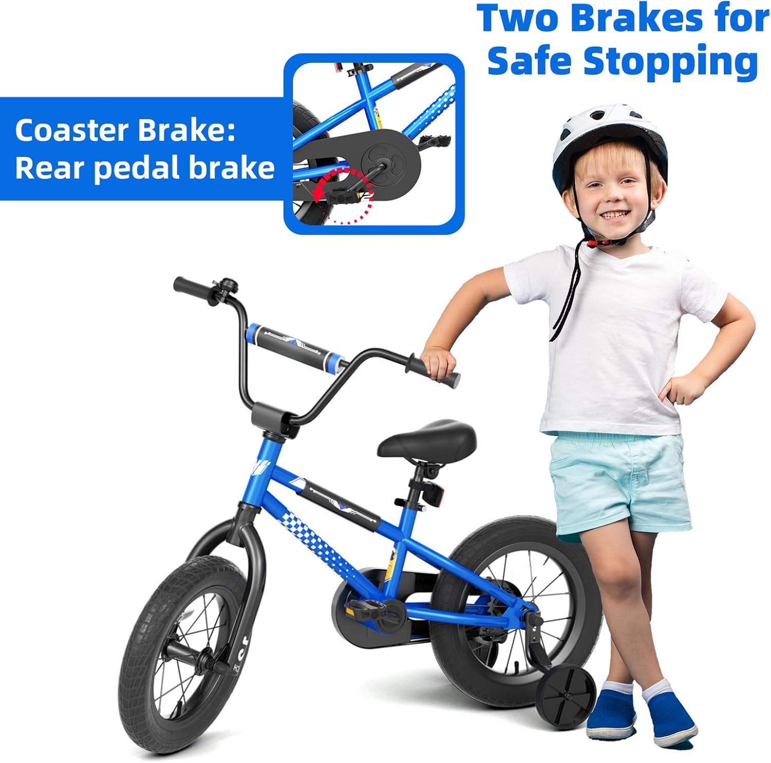 67i BMX Toddler Bike with Training Wheels 12/14/16 Inch Kids Bicycle Boys Girls Age 3-8 Durable Steel Frame Adjustable Seat Coaster Brake Bicicleta para Niños