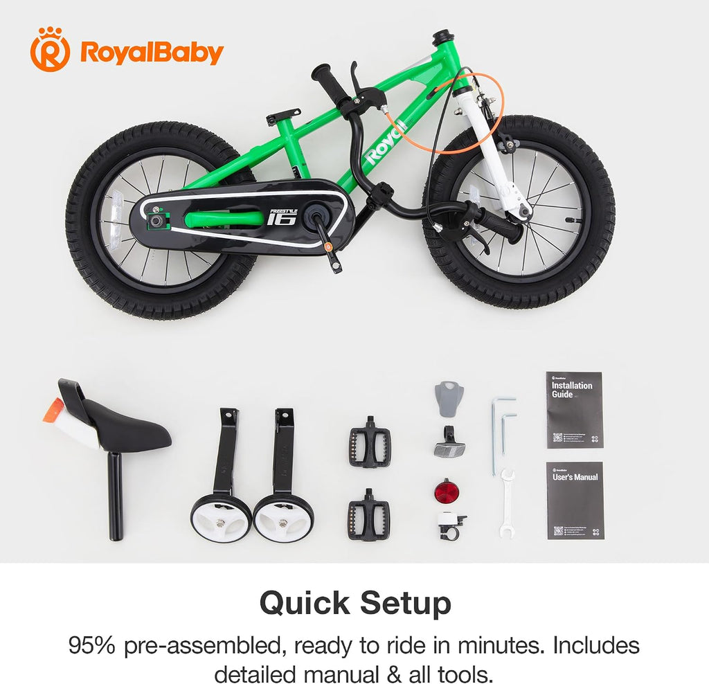 RoyalBaby Kids Bike with Dual Handbrake for Beginners,12 14 16 18 20 Inch Bicycle for Boys & Girls Ages 3-10 Years