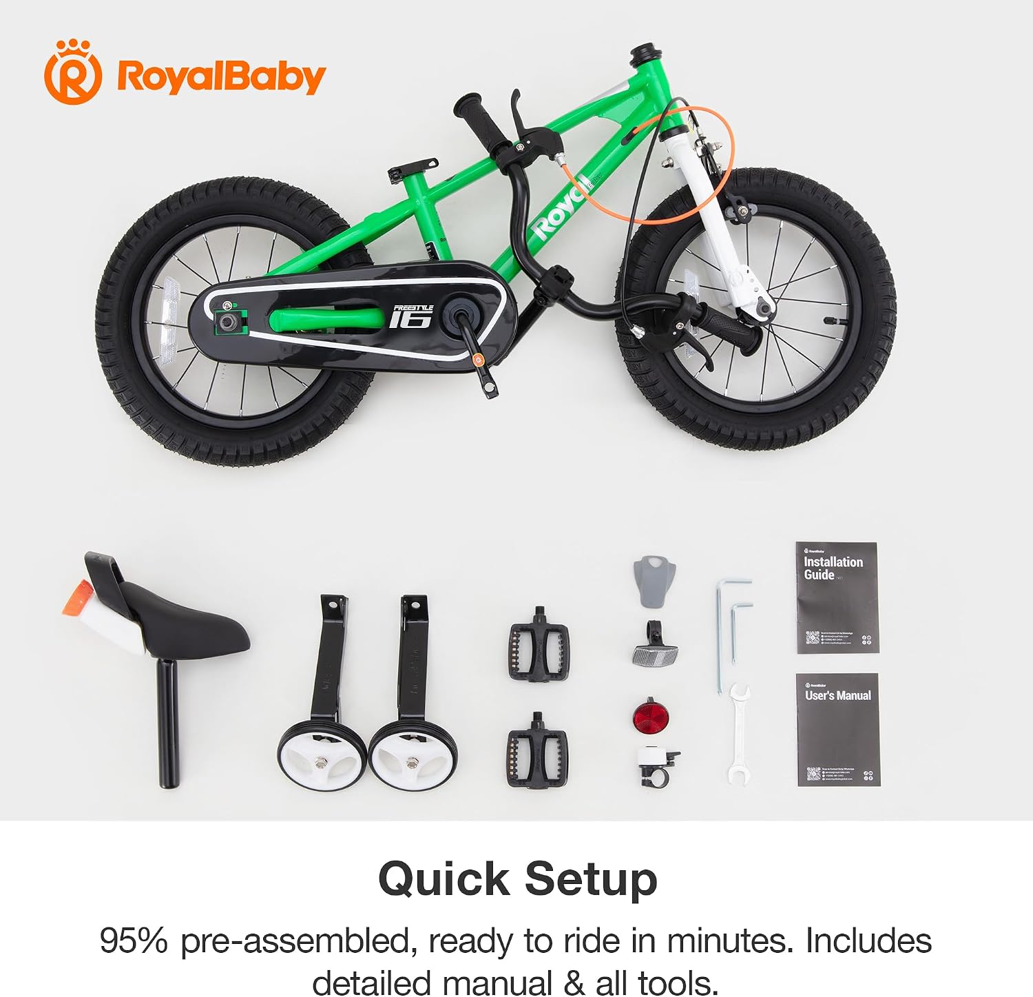 RoyalBaby Kids Bike with Dual Handbrake for Beginners,12 14 16 18 20 Inch Bicycle for Boys & Girls Ages 3-10 Years