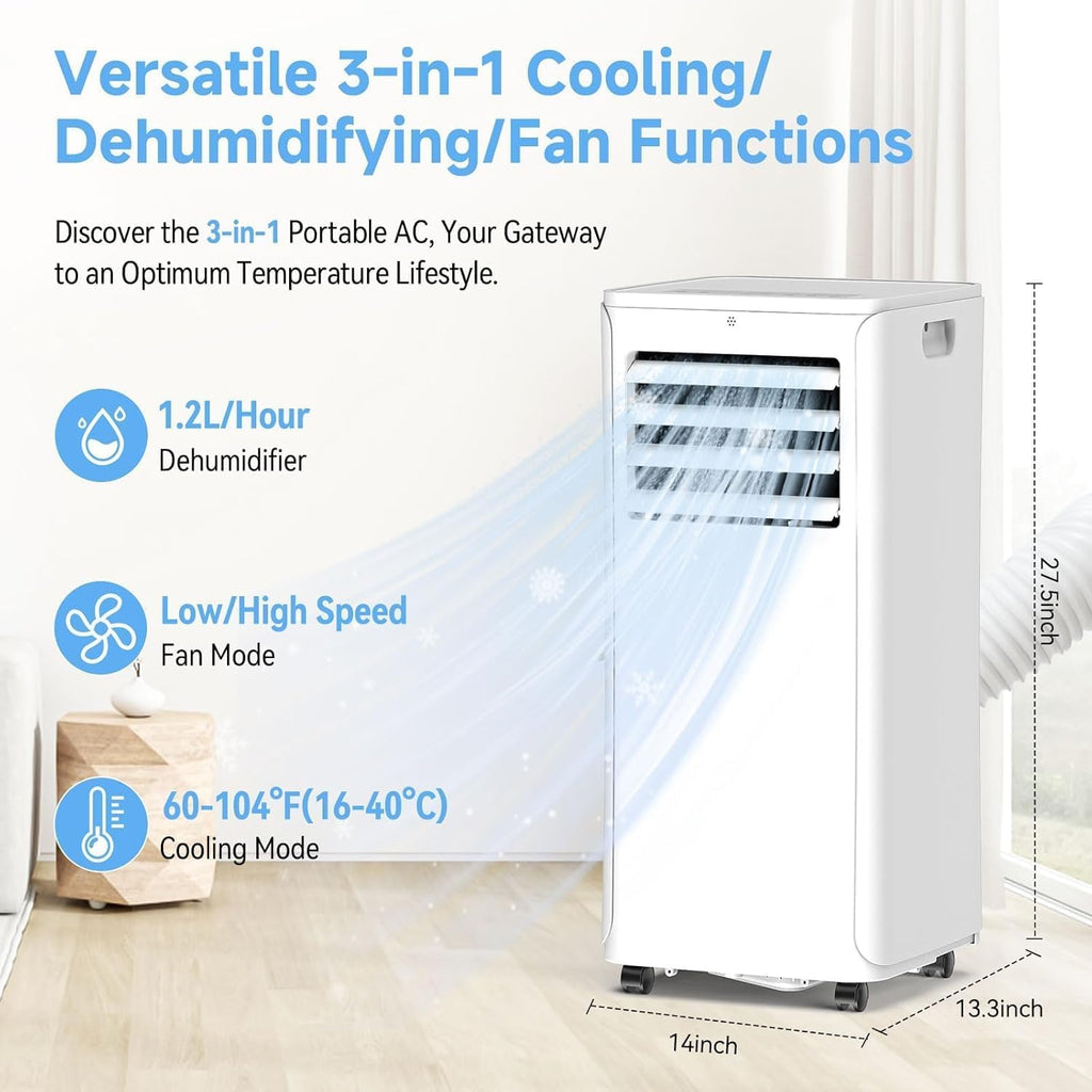 Smart Portable Air Conditioner with WiFi, 12,000 BTU AC Unit Cools 550 sq.ft, 3-in-1: Dehumidifier, Fan & Quiet Cooling for Bedroom, 24H Timer, Remote, Window Kit Included