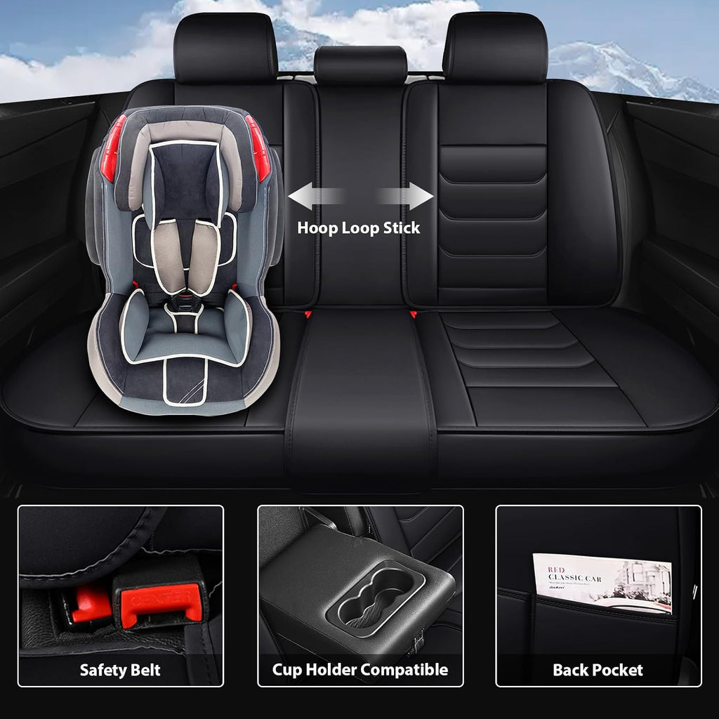 Fit for Hummer H3 2006-2009 Custom Seat Covers, PU Leather Car Seat Covers, Full Coverage Protection, Thick Cushioning Seat Protectors(Standard Front Row/Black)