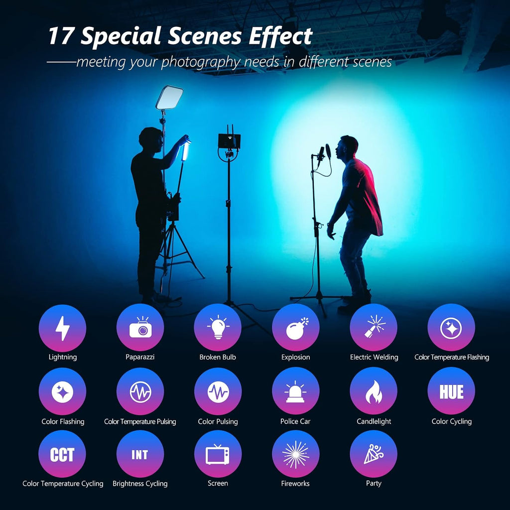NEEWER 18.3' RGB LED Video Light Panel with APP Control, 360°Full Color, 1 Pack 60W Dimmable 2500K~8500K RGB LED Panel CRI/TLCI 97+ with 17 Special Scenes Effect for Game YouTube Zoom Photography