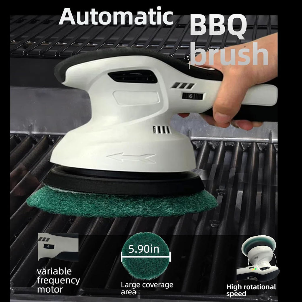 Electric Grill Brush BBQ Bristle-Free Electric Grill Cleaner Barbecue Cleaner Brushes with Replaceable Heads Grill Scrubber for Outdoor Grill - Suitable for All Kinds of Grill
