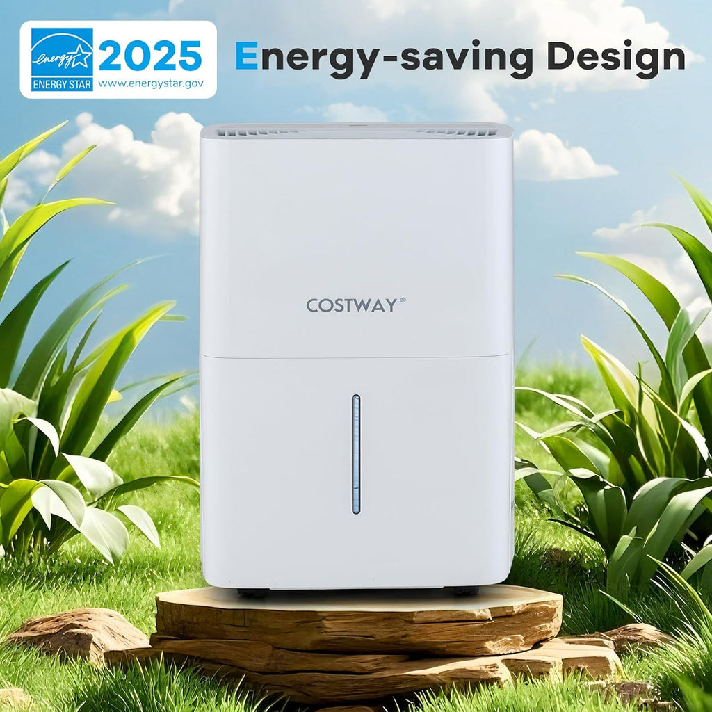 COSTWAY 65 Pints Energy Star Dehumidifier, 5000 Sq.Ft Portable Large Home Dehumidifier for Basements with 2 Modes & 3 Fan Speeds, 1.4 Gallon Tank