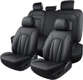Car Seat Covers,5 Seats Automotive Seat Covers,Breathable Car Seat Protector Waterproof Leather Car Seat Covers for SUV, Sedans and Trucks，Luxury Full Wrapping Edge Seat Covers,Black