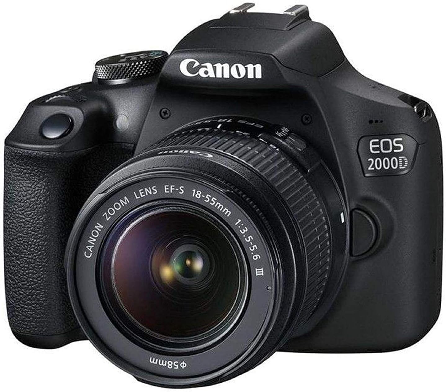 Canon EOS 2000D (Rebel T7) Digital SLR Camera with 18-55mm Lens Kit (Black) - Basic Accessories Bundle of Scandisk 16GB SD Card + SD Card Reader + 58mm 3pcs Filter Kit + Brush Pen (Renewed)