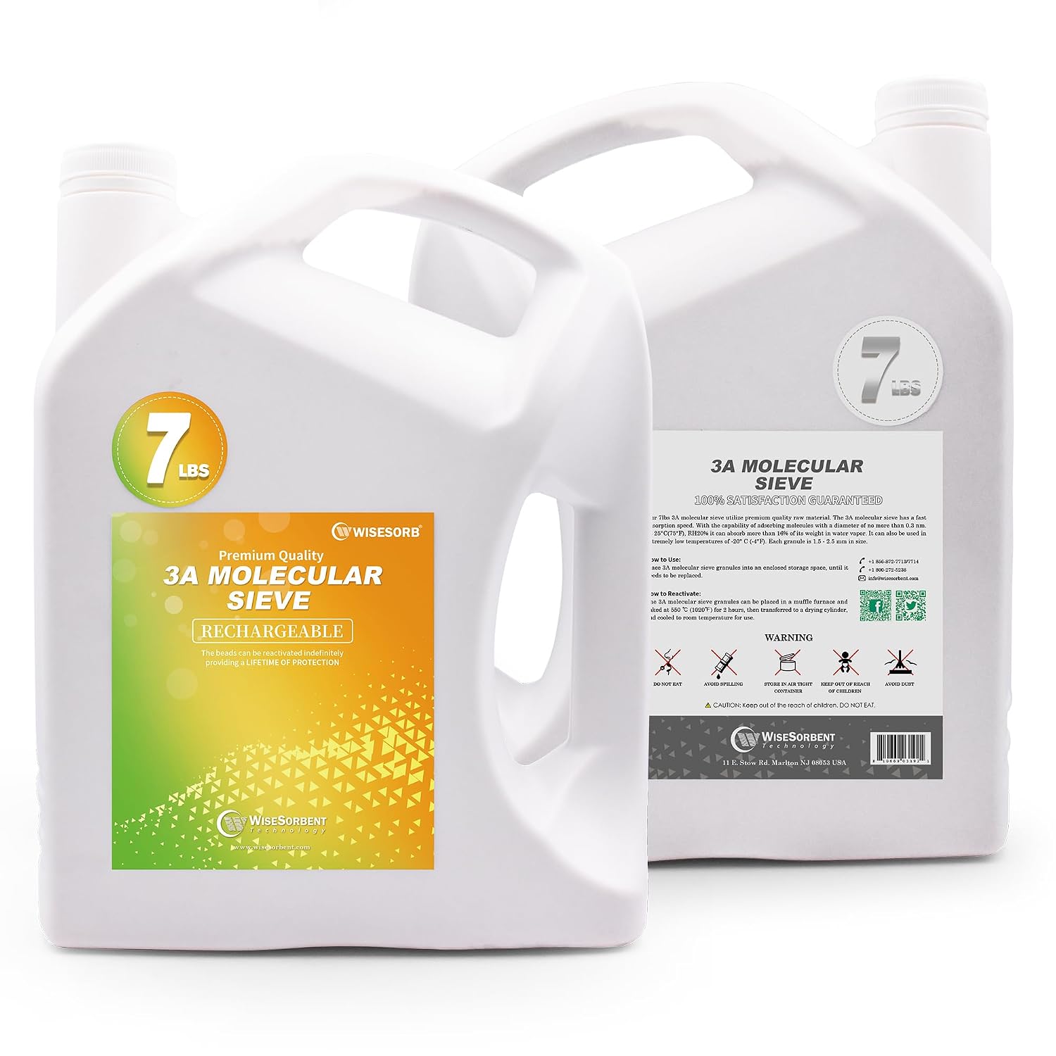 Wisesorb 3A Molecular Sieve Desiccant Beads, 21 LBS Dehumidifier Moisture Absorbers, 3 Pack of 7 LBS