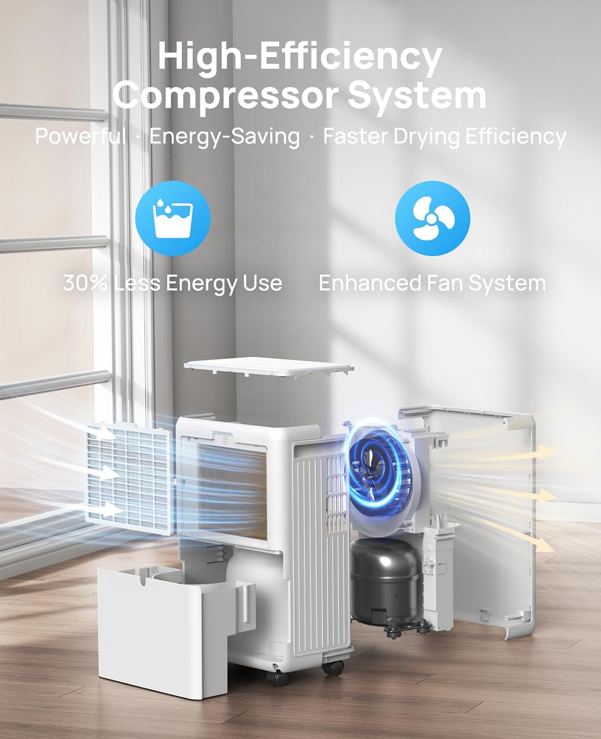 30 Pint Dehumidifier for Basement, 2500 Sq. Ft Dehumidifiers for Home with Drain Hose, 3 Modes, Smart Humidity Control, 24H Timer, 0.52 Gal Water Tank, for Whole House, Bedroom, Bathroom, Garage, Rv