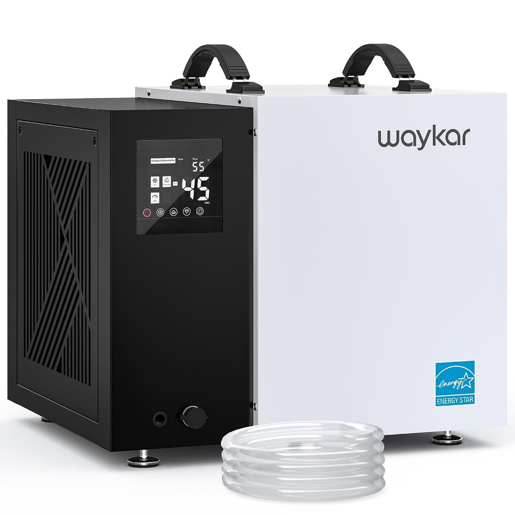 Waykar 70 Pint Energy Star Crawl Space Dehumidifier with Pump & Drain Hose for Basements, Commercial & Water Damage Spaces up to 5000 Sq. Ft., Compact, Strong Dehumidification, 5-Year Quality Coverage