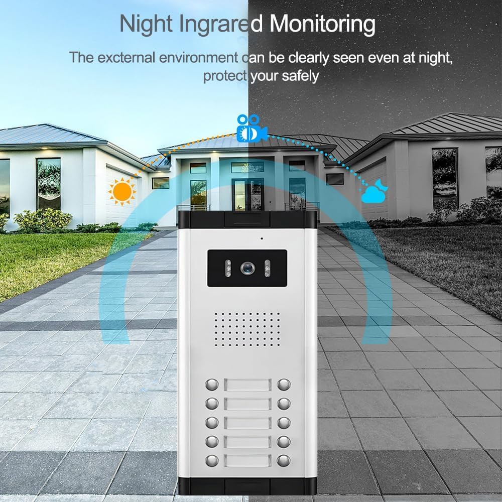 Wired Video Intercom System,7 Inch Ring Video Doorbell with IR Night Vision,HD Camera Kits,IR Outdoor Camera,Dual-Way Intercom for Villa Home Office Apartment (1 Bell +3 Monitor)