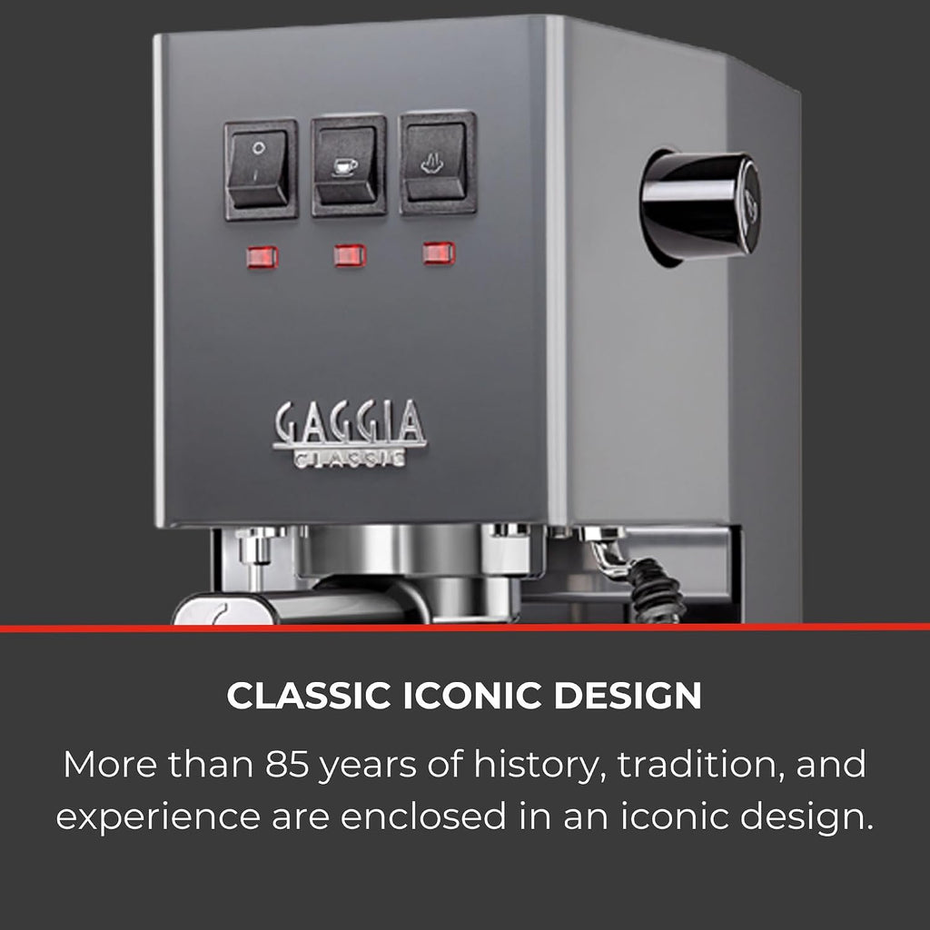 Gaggia RI9380/51 Classic Evo Pro Espresso Machine, Industrial Grey, Small