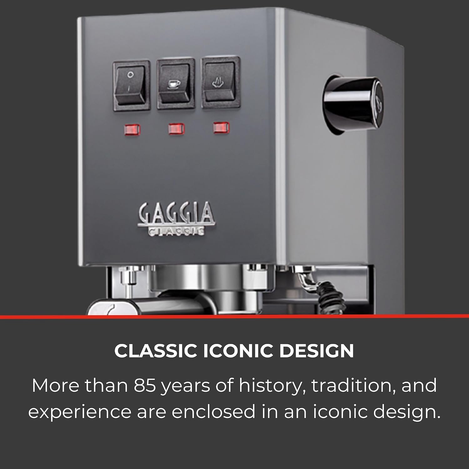 Gaggia RI9380/51 Classic Evo Pro Espresso Machine, Industrial Grey, Small