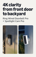 Ring Wired Doorbell Pro (Newest Model), Deep Silver with Spotlight Cam Pro, Plug-In (Newest Model), White