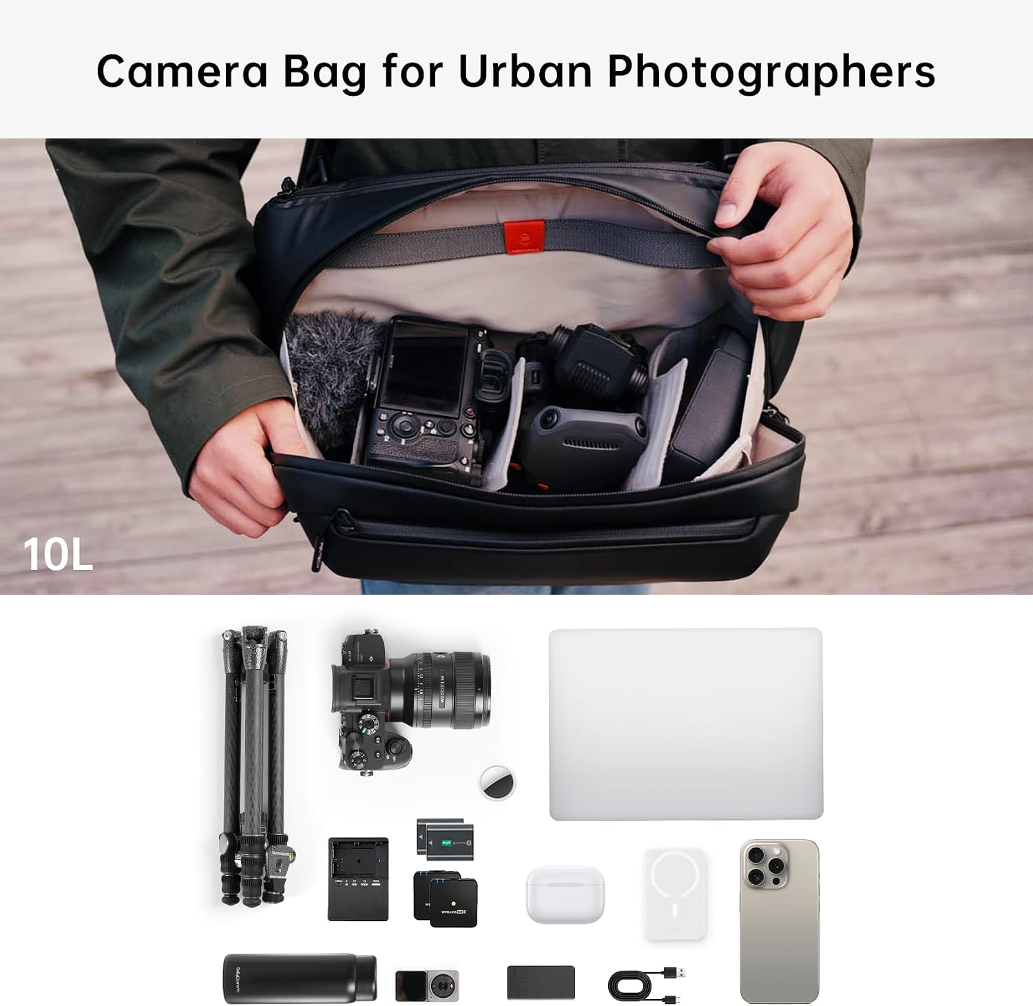 PGYTECH OneGo Solo V2 Camera Sling Bag, 10L Crossbody Camera Bag for Urban Travel Photographers, Mirrorless Camera Bag for Sony/Canon/Nikon/DJI Mavic/Air/Mini/Tripod/Laptop, Green