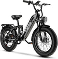 EUYBIKE Electric Bike for Adults 1400W Peak, 48V 20AH(960WH) Removable Battery, 20'x4' Fat Tire Full Suspension 80 Miles Range Step-Thru Hunting Ebike, 7-Speed Dual Brakes Electric Bicycle