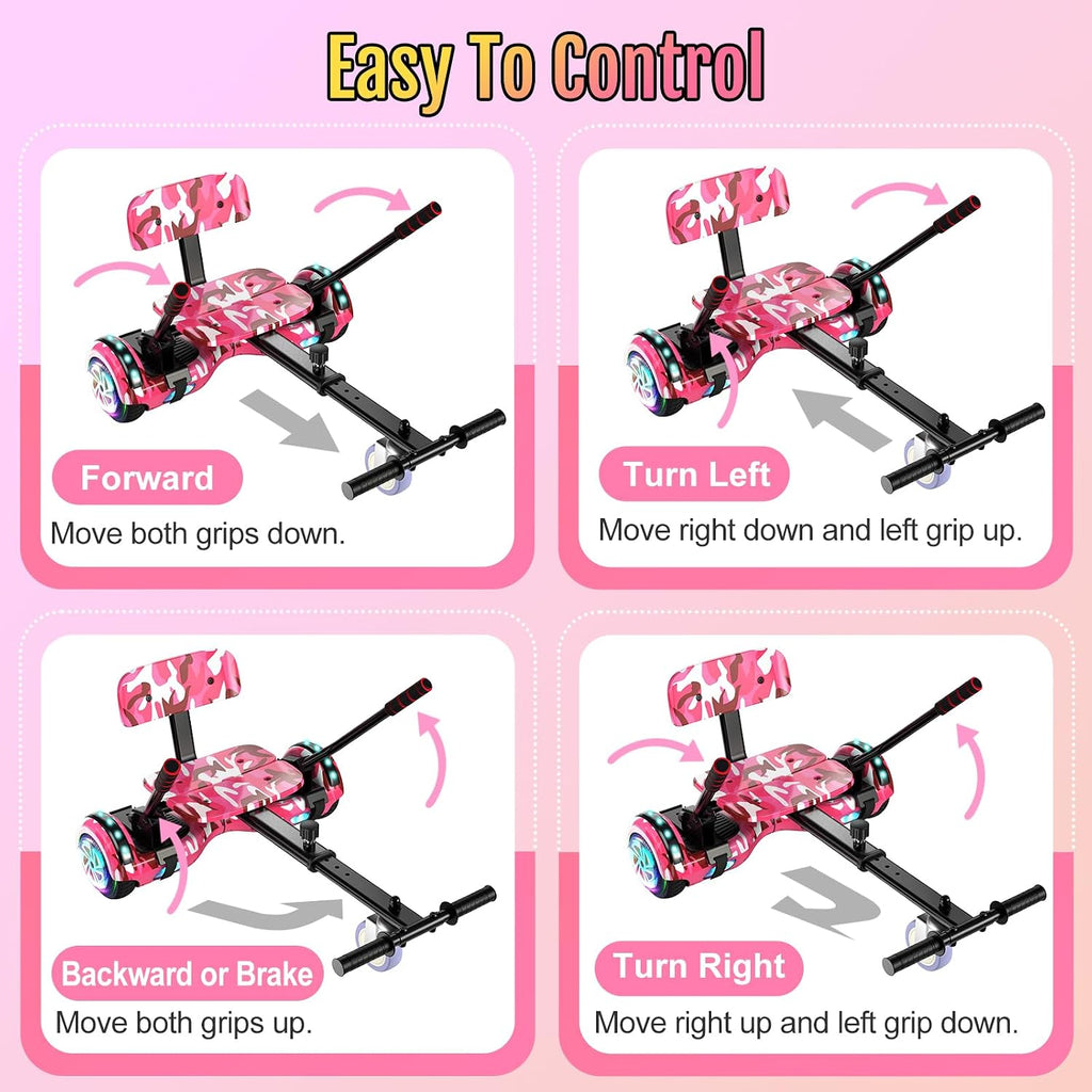 Scooter Seat Attachment, Scooter with Go Kart for Kids Boys Girls Adults, LED Lights, Bluetooth(Include Go-Kart)