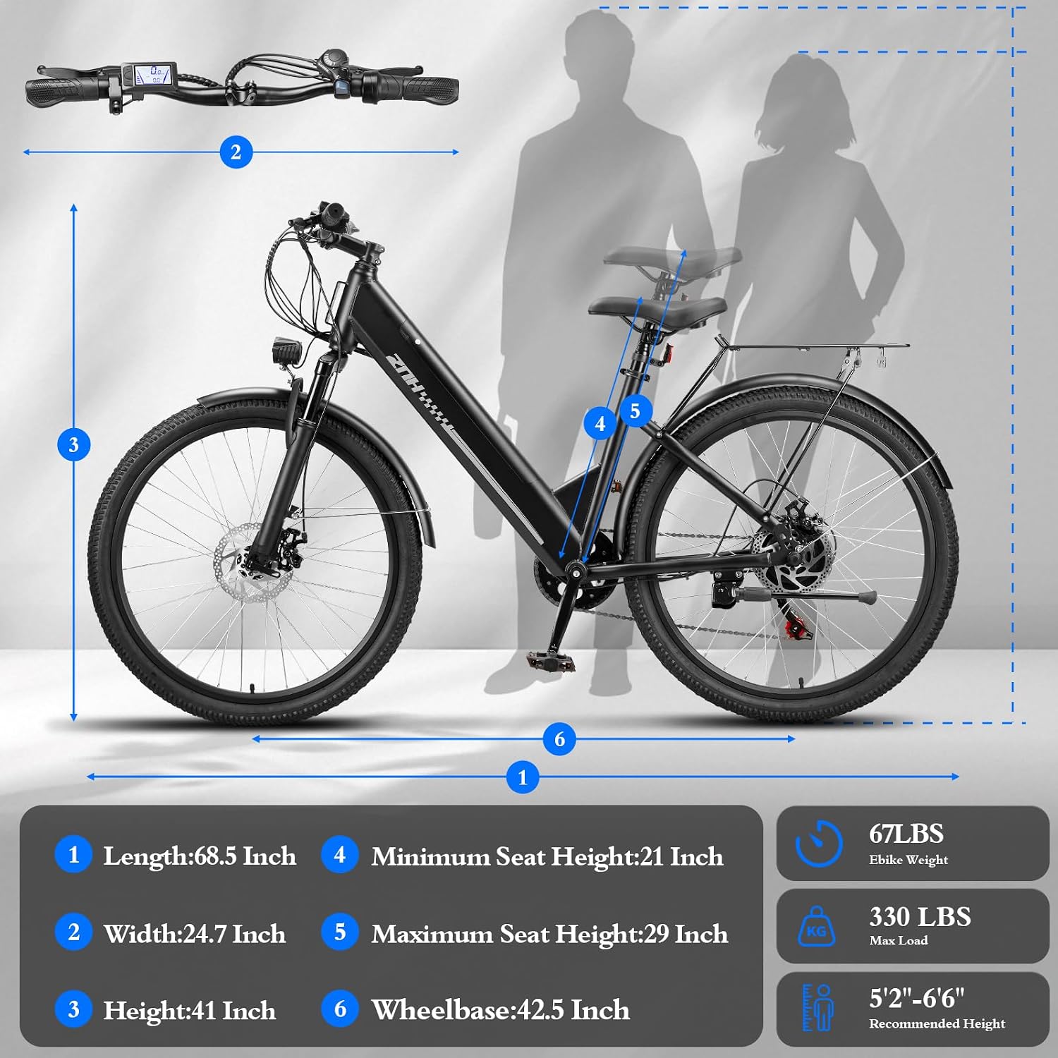 ZNH Electric Bike for Adults, 1000W Peak Motor 28MPH Mountain Ebike, 48V 13Ah Removable Battery Up to 65 Miles, 26' Electric Bicycle with 21-Speed Gear & Front Suspension, UL 2849 Certified
