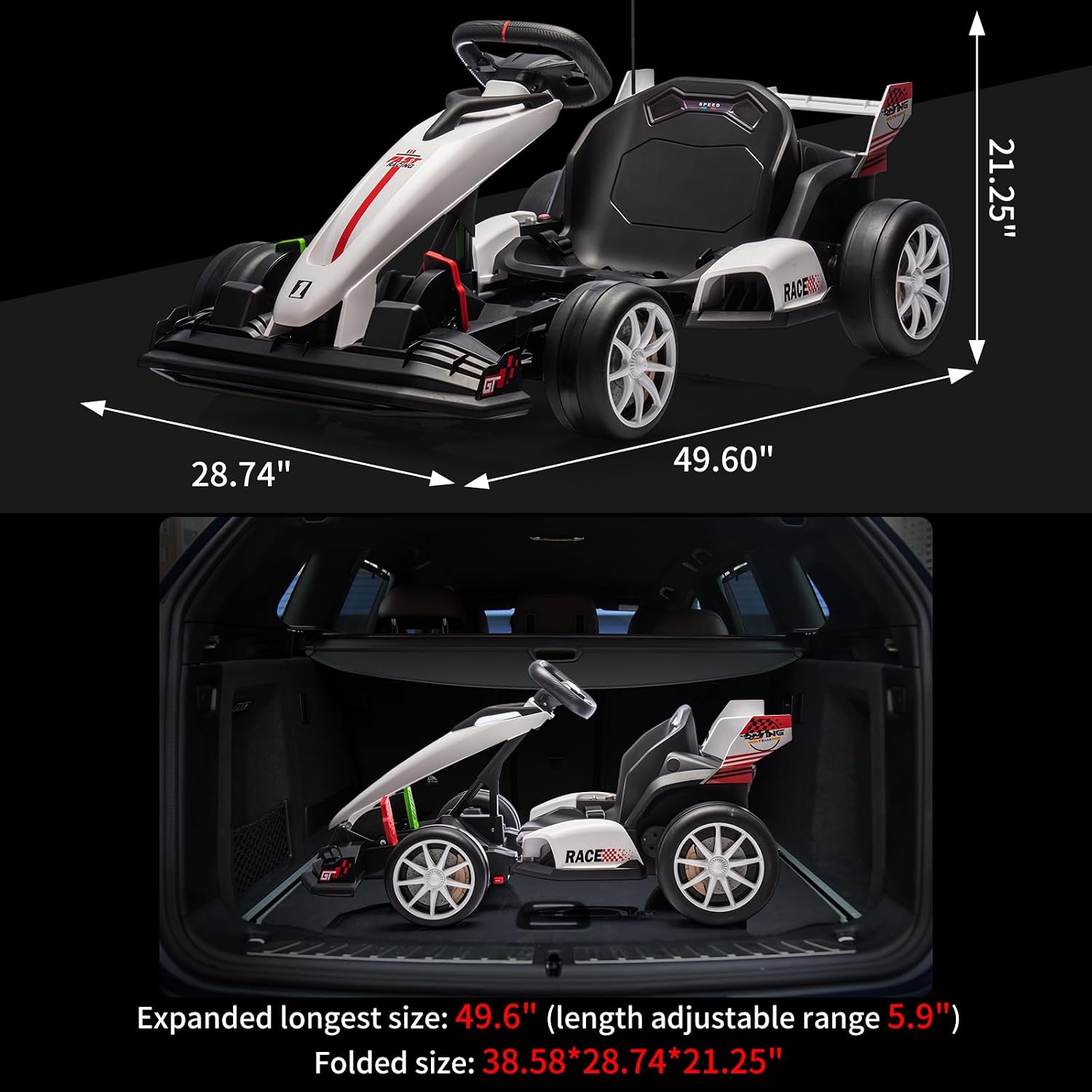 GarveeLife 24V Electric Drift Kart for Kids, Ride Car with Adjustable Seat & 8.5MPH Speed, EVA Silent Wheels, Parent-Safety Certified Ride-On Toy