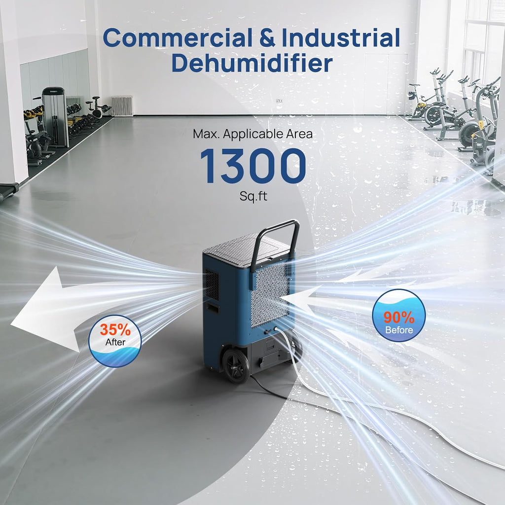 ARGENDON 110 Pints Commercial Dehumidifier with Drain Hose for Basement, Heavy Duty Dehumidifiers with Pump on Wheels for Industrial Uses, Water Damage Restoration, AUTO Defrost, 5-Years Warranty