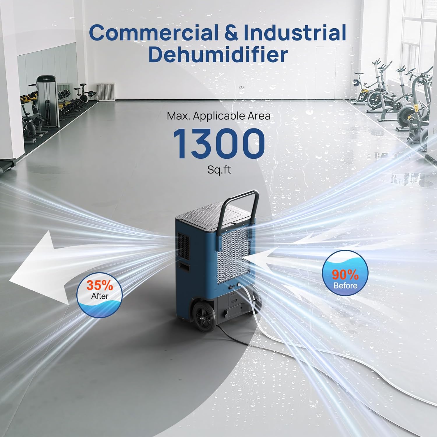 ARGENDON 110 Pints Commercial Dehumidifier with Drain Hose for Basement, Heavy Duty Dehumidifiers with Pump on Wheels for Industrial Uses, Water Damage Restoration, AUTO Defrost, 5-Years Warranty