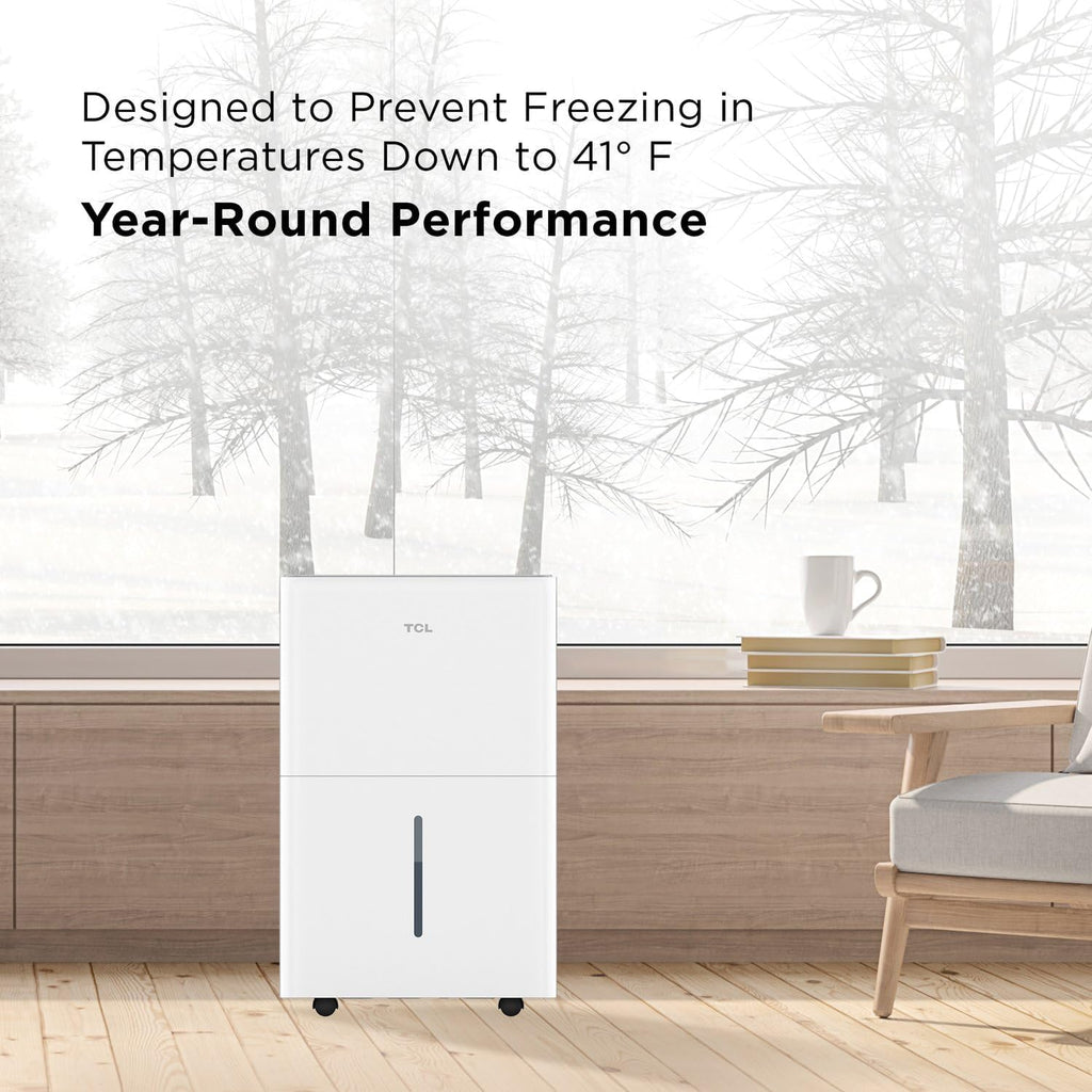 TCL 4,500 Sq. Ft. Smart Dehumidifier, Energy Star Most Efficient 2024, 50 Pints Per Day, Ideal for Basements, Rooms, and Other Living Spaces, Compatible with Alexa/Google Assistant – H50D44W