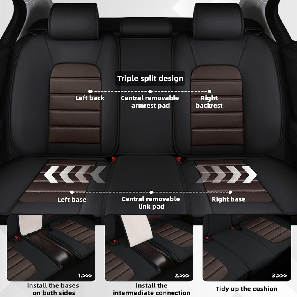 Car Seat Cover Fit for Honda Pilot 2003-2025,Compatible Airbag Non-Slip Waterproof Seat Cover,Car Seat Protector Premium Interior (Luxury 5 Seats,Black Coffee)