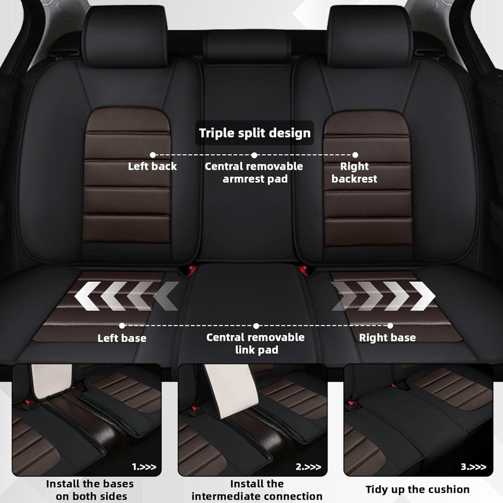 Car Seat Cover Fit for Ford Bronco Sport 2021-2025,Compatible Airbag Non-Slip Waterproof Seat Cover,Car Seat Protector Premium Interior (Luxury 5 Seats,Black Coffee)