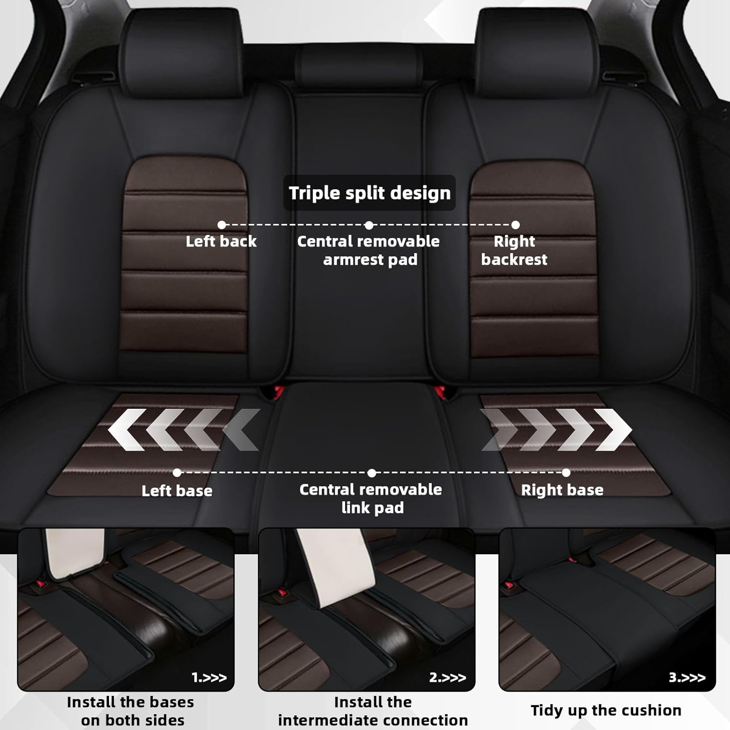 Car Seat Cover Fit for Ford Bronco Sport 2021-2025,Compatible Airbag Non-Slip Waterproof Seat Cover,Car Seat Protector Premium Interior (Luxury 5 Seats,Black Coffee)