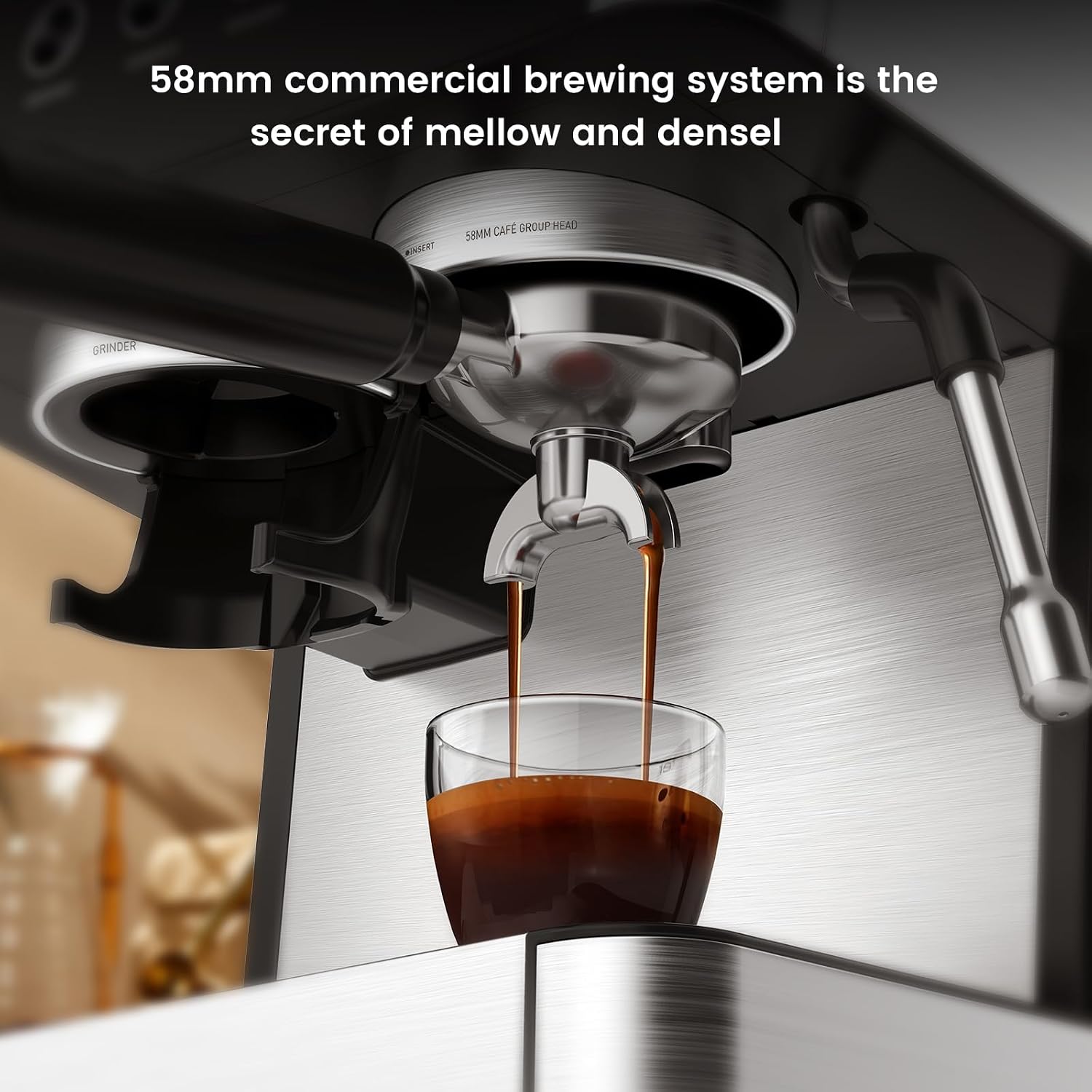 Joy Pebble 15 Bar Espresso Machine with Grinder & Milk Frother, All-in-One Coffee Maker for Home Baristas, 30-Position Grinder, 2.9L Removable Tank,for Cappuccino Latte