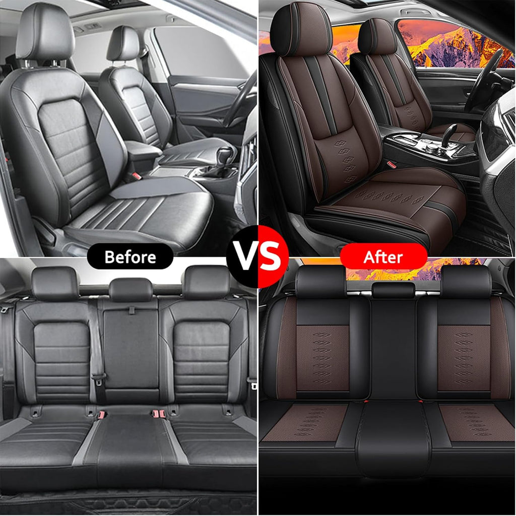 Leather Seat Covers for Mazda CX-50 Hybrid 2025,Premium Car Seat Covers Full Set,Waterproof Car Seat Protectors with Airbag,Comfort Interior Cover Seats for Cars(Black+Brown)