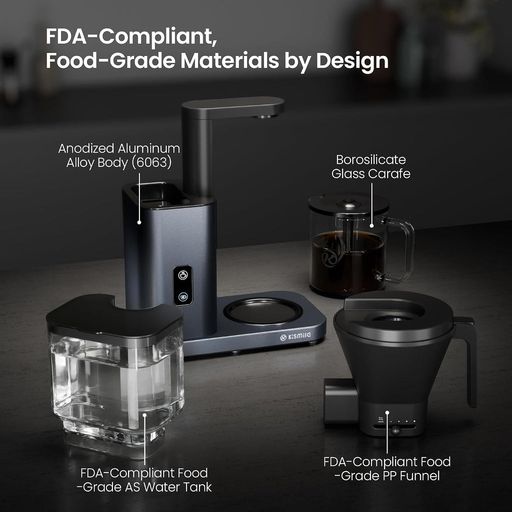 Kismile SCA-Certified 8 Cup Drip Coffee Maker, Pour Over Coffee Machine with 3s Instant Heat 197–205℉, Adjustable Flow Control, Removable Water Tank, Deep Cold Brew & 40 Min Keep Warm (Blue)