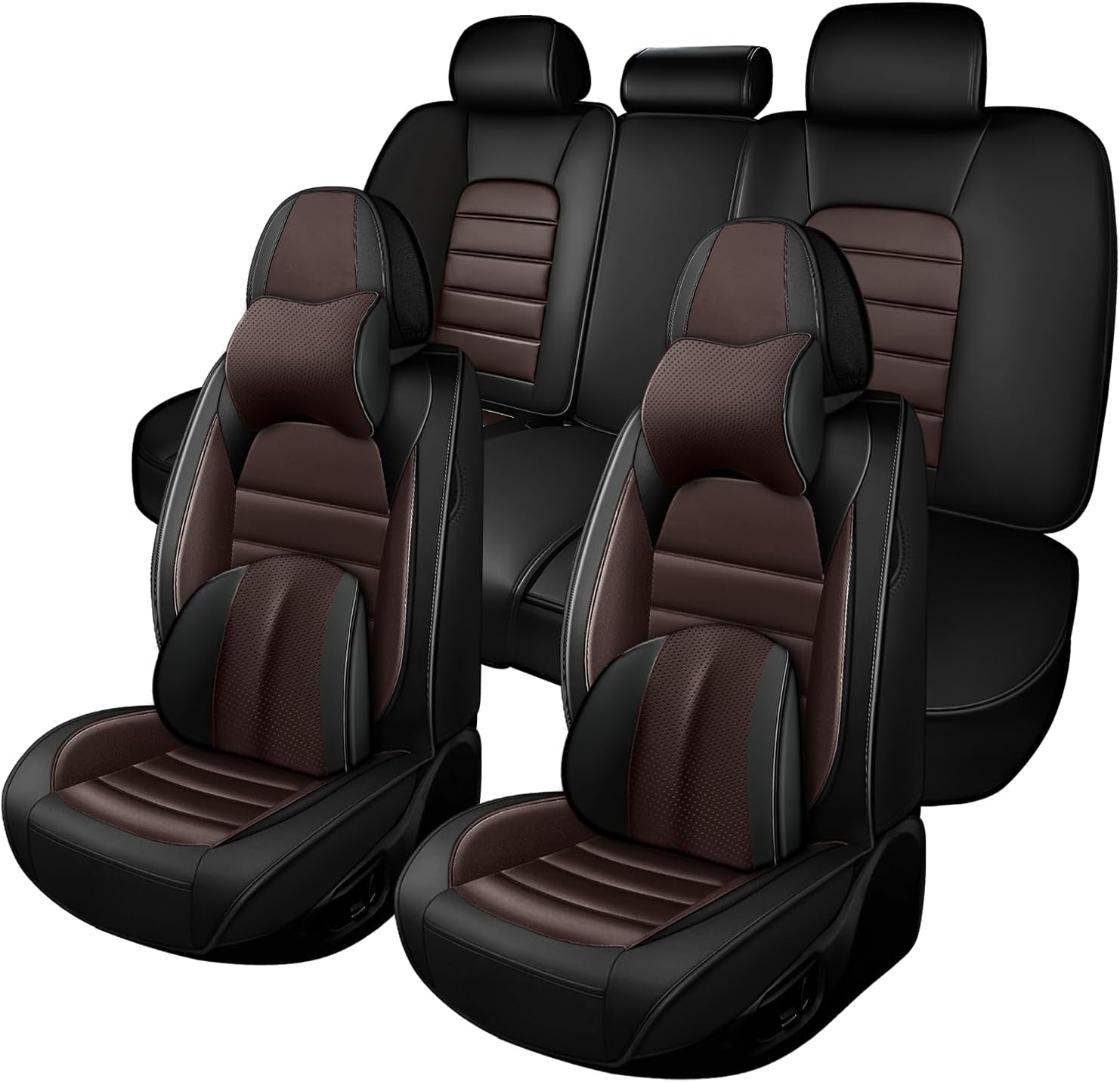 Car Seat Cover Fit for Jeep Wrangler 2000-2025,Compatible Airbag Non-Slip Waterproof Seat Cover,Car Seat Protector Premium Interior (Luxury 5 Seats,Black Coffee)