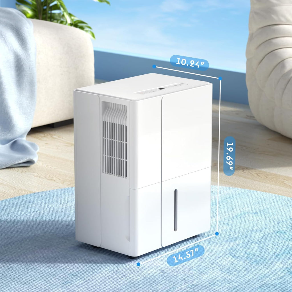 Zafro 2000 Sq.Ft. Dehumidifier for Home Bedrooms, 1.2Gal Water Tank With Smart Control, Timing Device For Medium Size Rooms, 25 Pints (White)