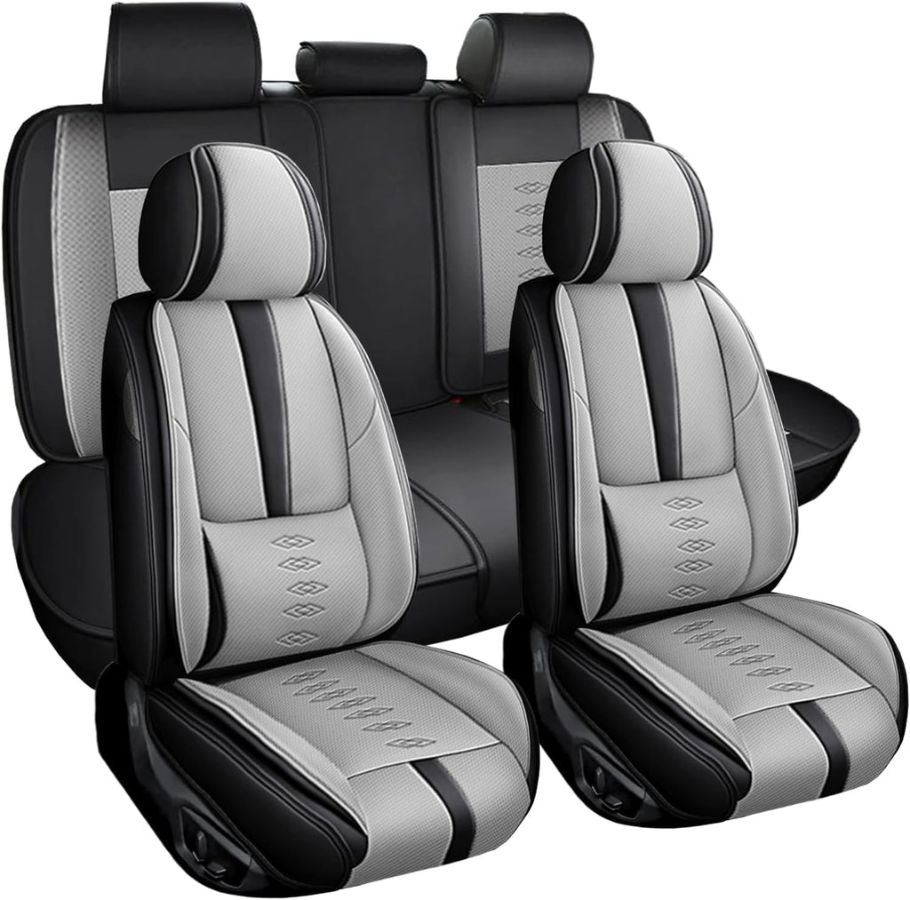 Full Set Car Seat Covers for Chevy Equinox 2005-2025 2026 Leather Seat Covers Waterproof Front Seats&Rear Car Seat Protectors Breathable Seat Cover Black&Grey