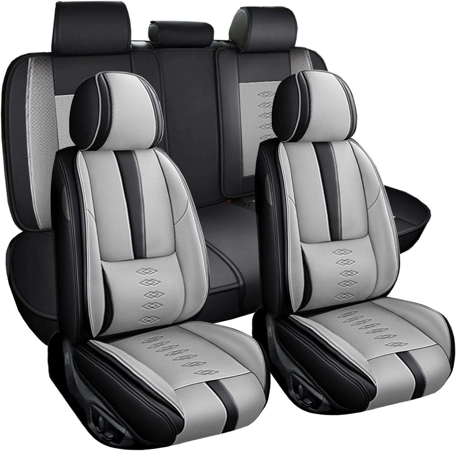 Full Set Car Seat Covers for Chevy Equinox 2005-2025 2026 Leather Seat Covers Waterproof Front Seats&Rear Car Seat Protectors Breathable Seat Cover Black&Grey