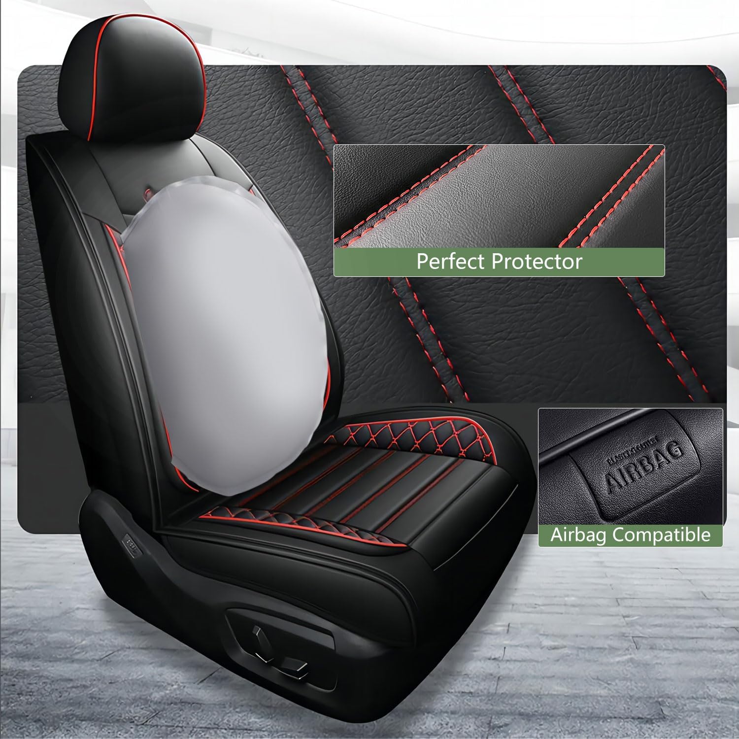 Seat Covers for Jeep Grand Cherokee 2011-2024 2025 2026,Full Set Luxury Leather Car Seat Cover Waterproof 5 Seat Protectors,Breathable Vehicle Seat Cover Airbag Compatible Cushion(Red Black, Pillows)